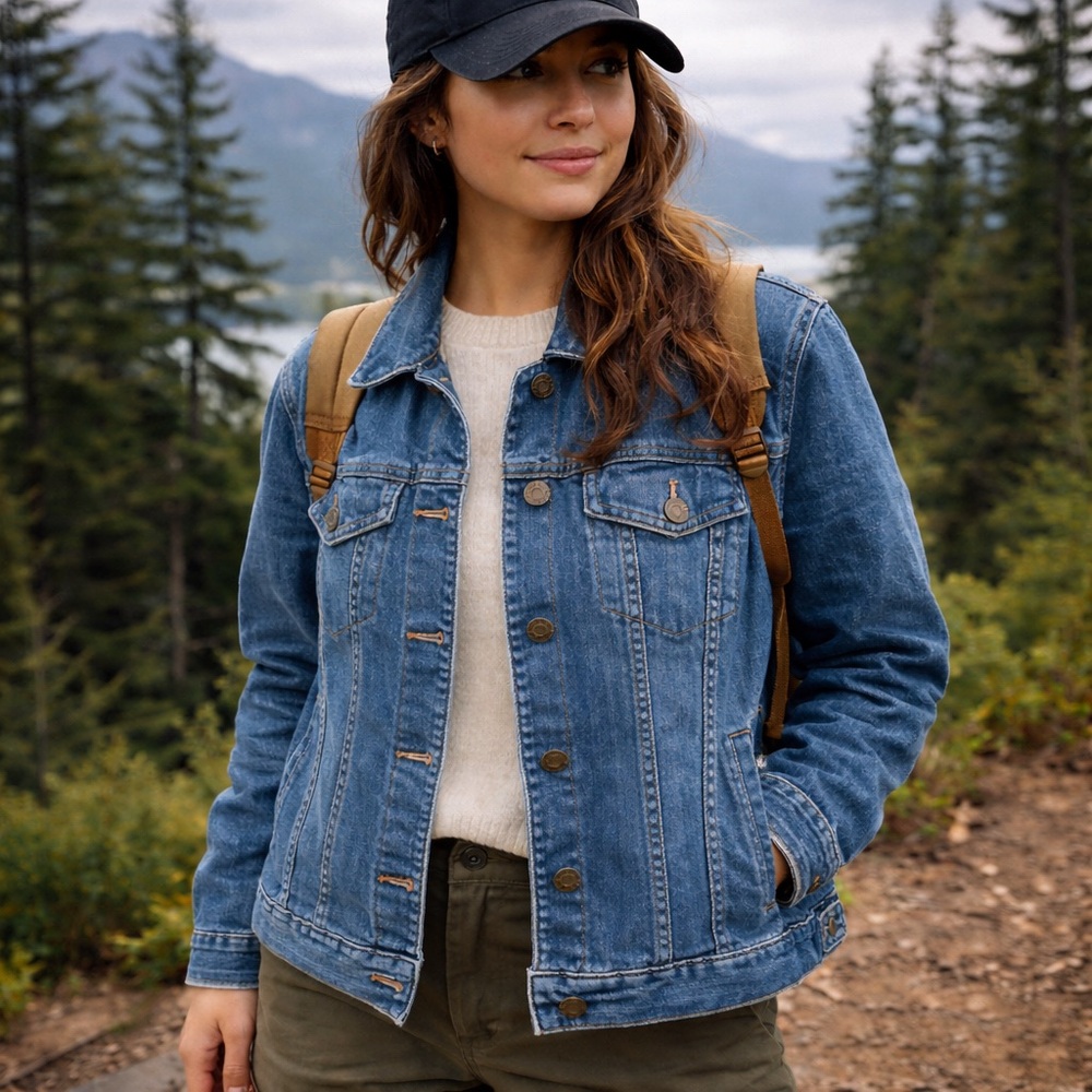 Eddie Bauer Classic Denim Jacket Medium Wash Large